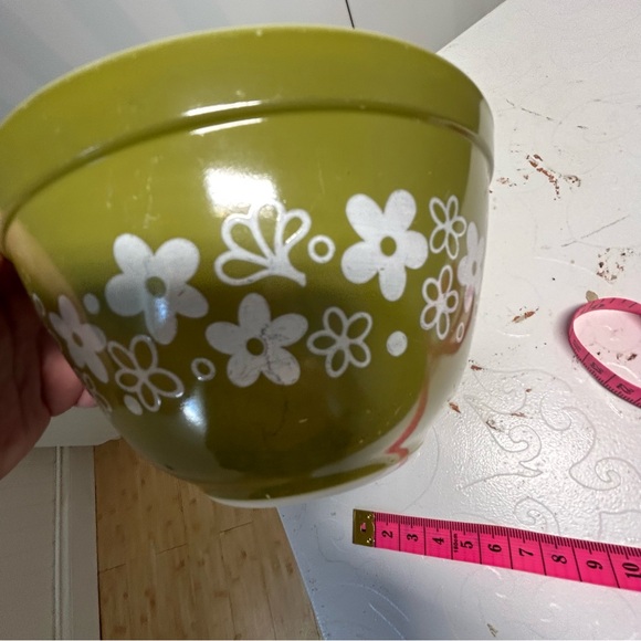 PYREX 401 (1.5 pint) green white Spring Blossom Crazy Daisy - Picture 10 of 15